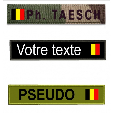 nathali-embroidery-personnalisation-broderie-sublimation-Bande patro avec drapeau Belge-fabrication-française