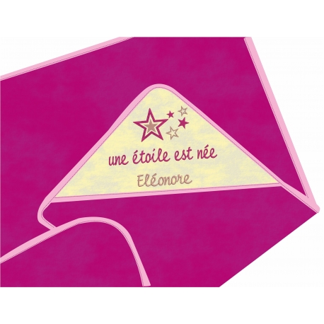 www.nathali-embroidery.fr-cape de bain cape-de-bain-étoiles-rose-personnalisé-Personnalisation-Fabrication-Française